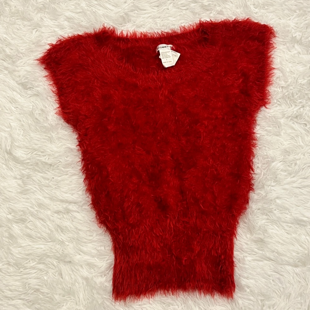 Vintage Roommates Red Faux Fur Mohair Sweater